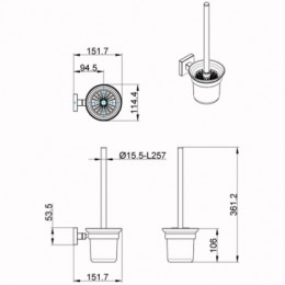 RINA Ерш со стеклянной колбой подвесной, хром