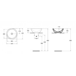 K078301 STRADA Умывальник-чаша круглый 42x42 см, без отверстия под смеситель, без перелива,