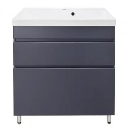 Комплект Тумба Эстима 80/2Н напольная с раковиной Астория 80 Графит