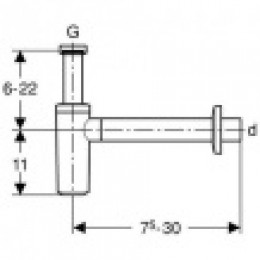 151.035.11.1 Сифон бутылочный для раковин, с клапанной розеткой, горизонтальный выпуск: d=40мм, G=1 1/4", Альпийский белый