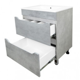 Комплект Тумба Florena 60 (810*610*470) с раковиной Leon 7506-60 Светлый Бетон
