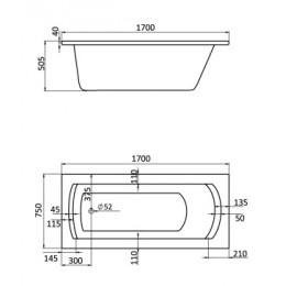 МОНАКО XL ванна акриловая прямоугольная 170х75 белая