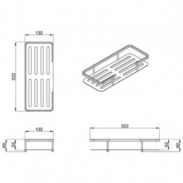 AZ-835 Полка прямоугольная одноэтажная, хром