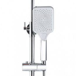 Душевая колонна с трехрежимной лейкой, со смесителем для ванны, с поворотным изливом, прямоугольная, хром, Azario AZ-20S ARIZONA SQUARE