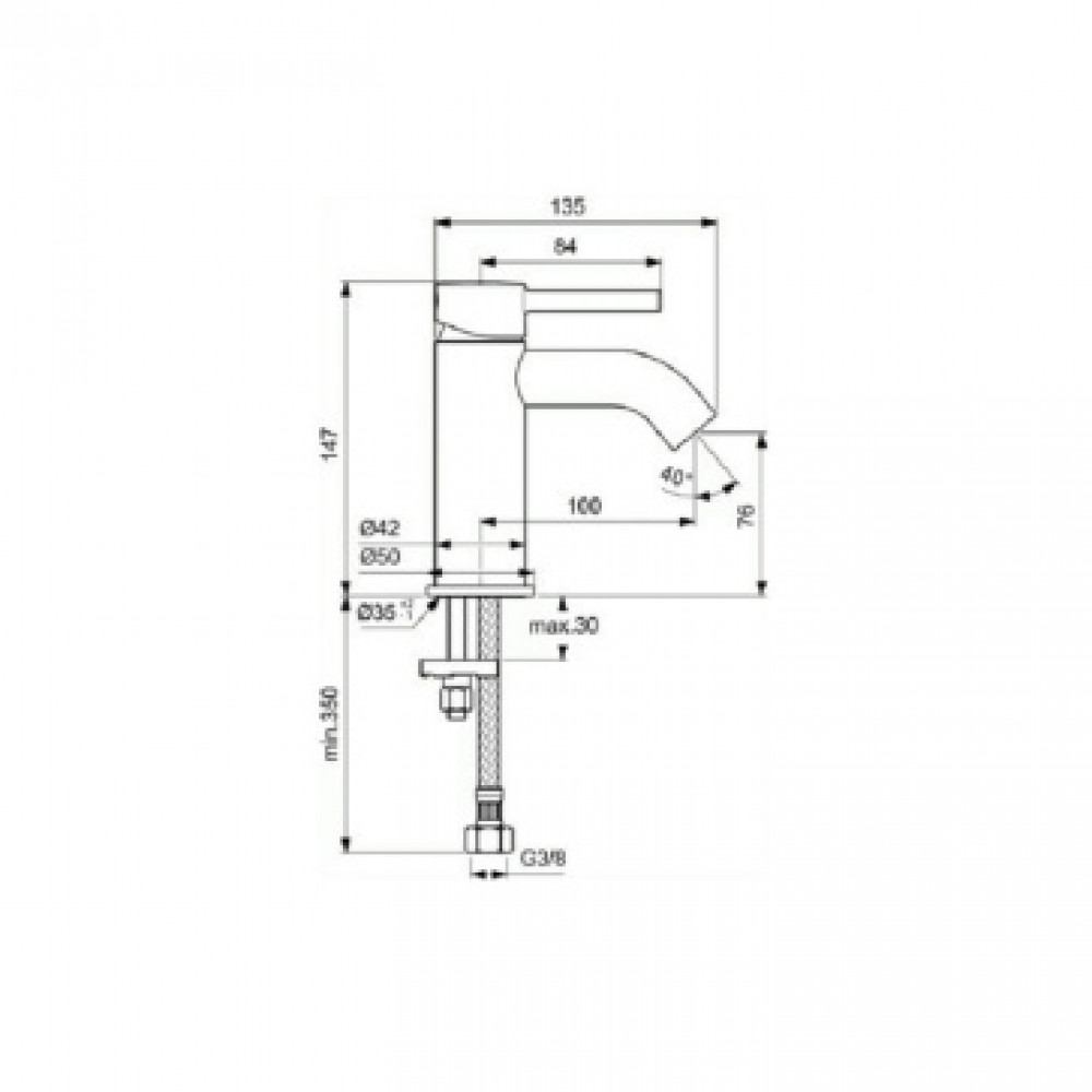 BC268AA CERALINE Смеситель для умывальника, система монтажа EASY-FIX (облегченный монтаж),