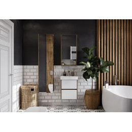 Сканди 45 зеркало-шкаф Белый/Дуб Рустикальный