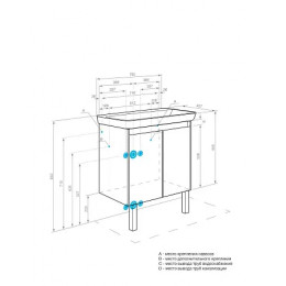 Сканди 80 Тумба Doors Белый глянец/Белый матовый (БЕЗ УМЫВАЛЬНИКА Адриана-80)