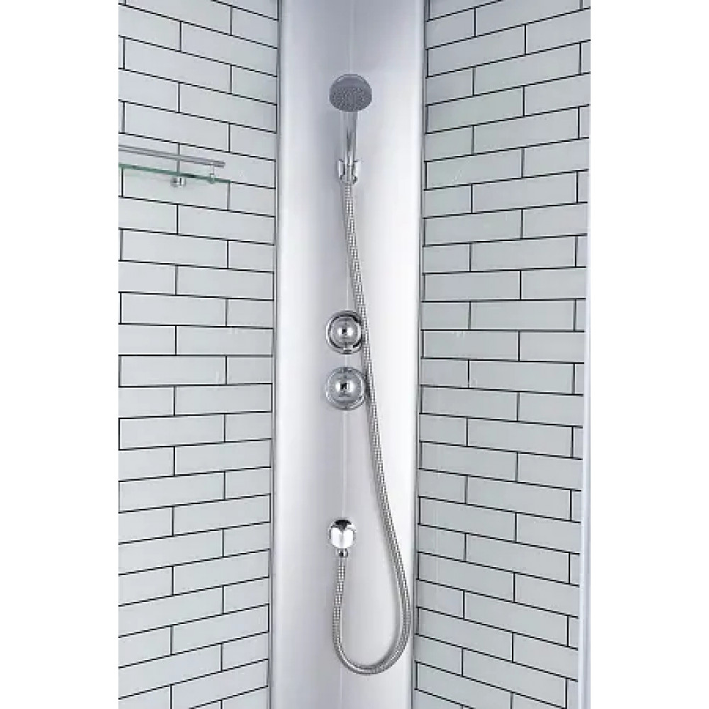 CS-6680-25FW 80*80*215 Душевая кабина в комплекте со средним поддоном 25см. Белый кирпичный узор, стекло 4мм. Профиль "хром"