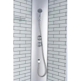 CS-6680-25FW 80*80*215 Душевая кабина в комплекте со средним поддоном 25см. Белый кирпичный узор, стекло 4мм. Профиль "хром"