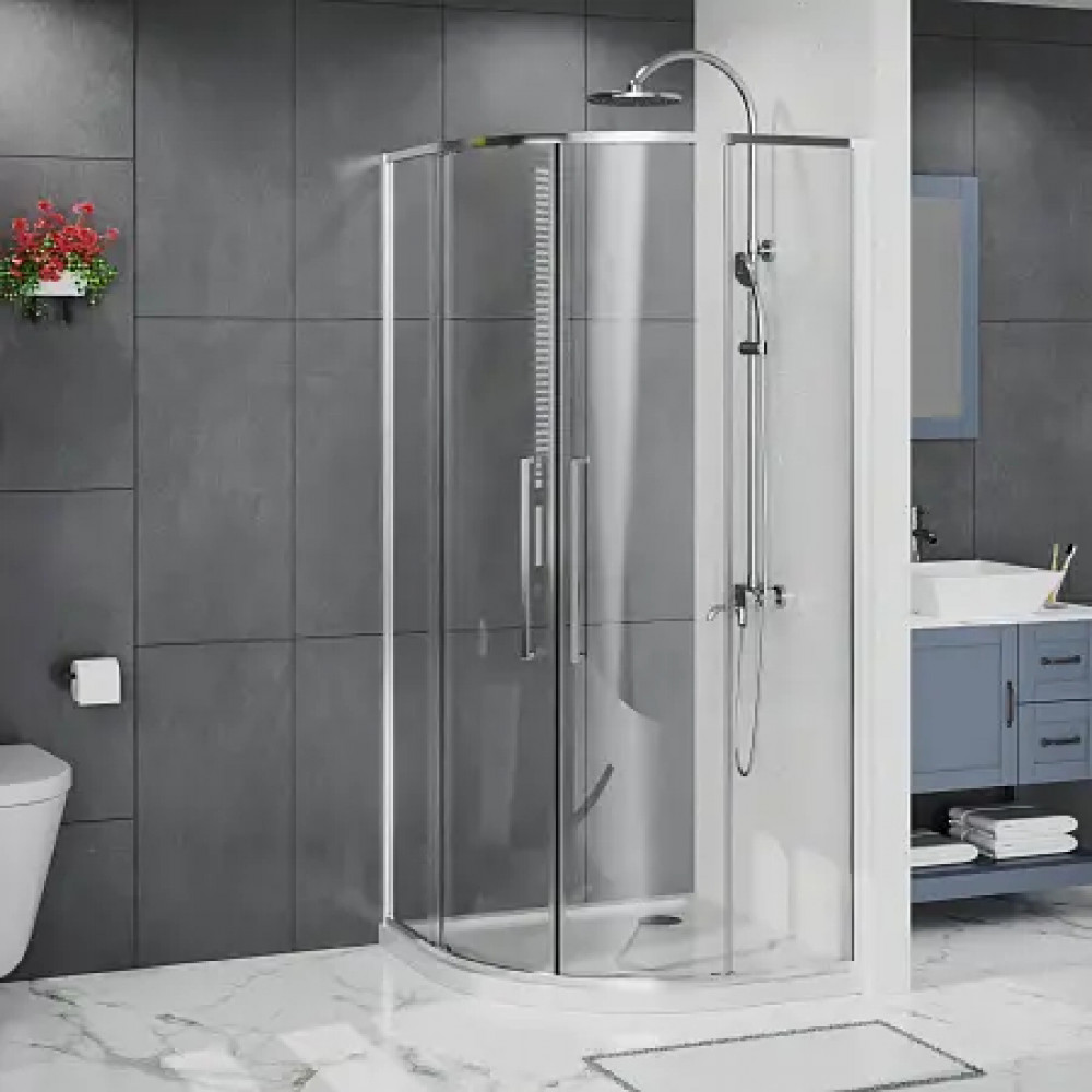 AZ-S43-100-CH-CL Душевое ограждение SHANGHAI ROD-100х100х195-CH-CL, прозрачное стекло 6 мм, профиль хром