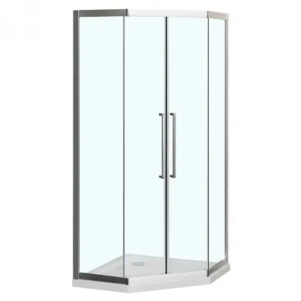 AZ-092K2-90-CH-CL Душевое ограждение OSAKA DIA-TD-90х90х195-CH-CL, прозрачное стекло 5 мм, профиль хром, две двери сдвижные