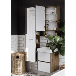 Сканди 45 зеркало-шкаф Белый/Дуб Рустикальный