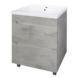 Комплект Тумба Florena 60 Светлый Бетон (810*610*470) с раковиной MONTE Neo 60