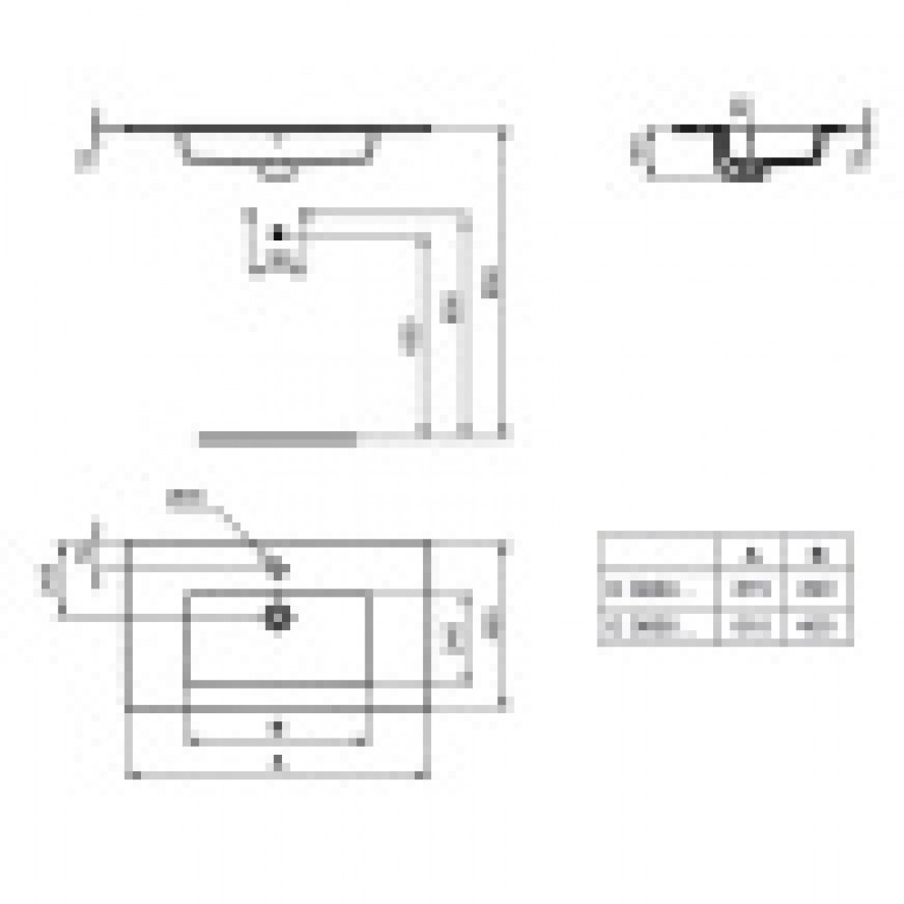 E066901 TEMPO Vanity Умывальник 81.5X45.5 см, с 1-м отверстием под смеситель, с отверстием перелива, только для встраивания в подстолье