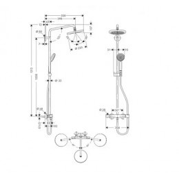 27185000 Croma 220 Showerpipe, душевая панель (с термостатом)