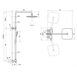 Душевая стойка с термостатическим смесителем и ручным душем TD F 091.20/150 черный
