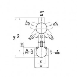 Z00062.030+Z00130 CUBE Смеситель для душа, встраиваемый внешняя часть хром +Bossini Универсальная встроенная часть для механического смесителя на 2-5