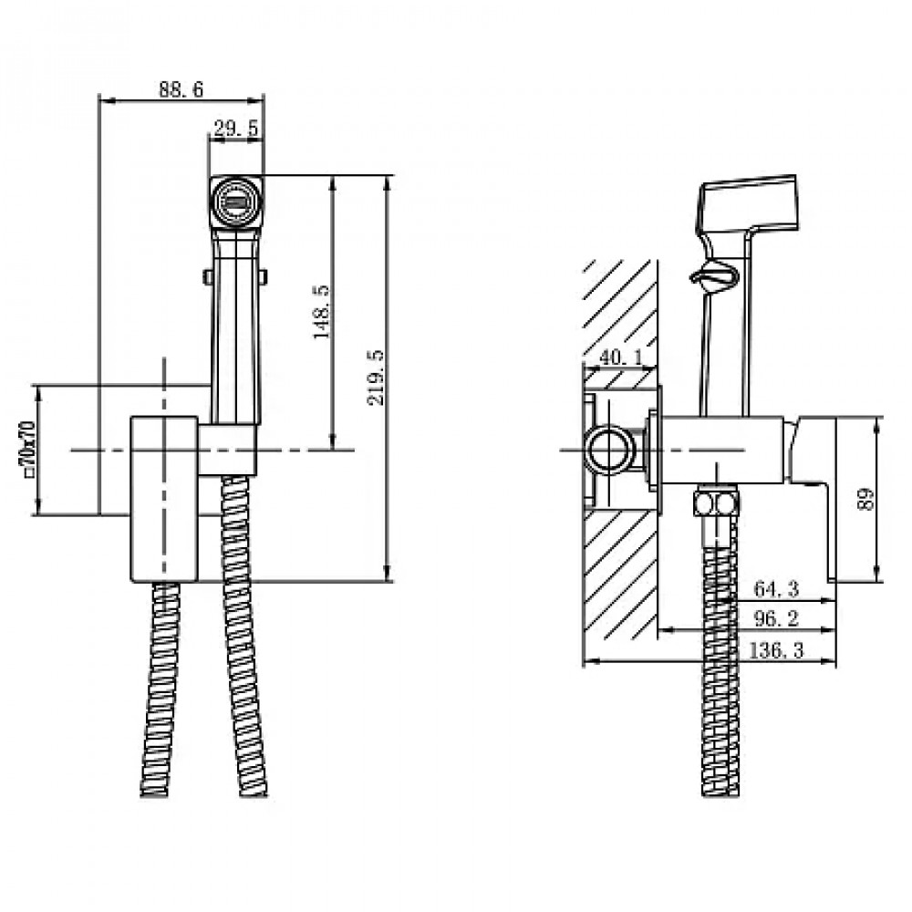 Graves Гигиенический душ со смесителем, черный матовый