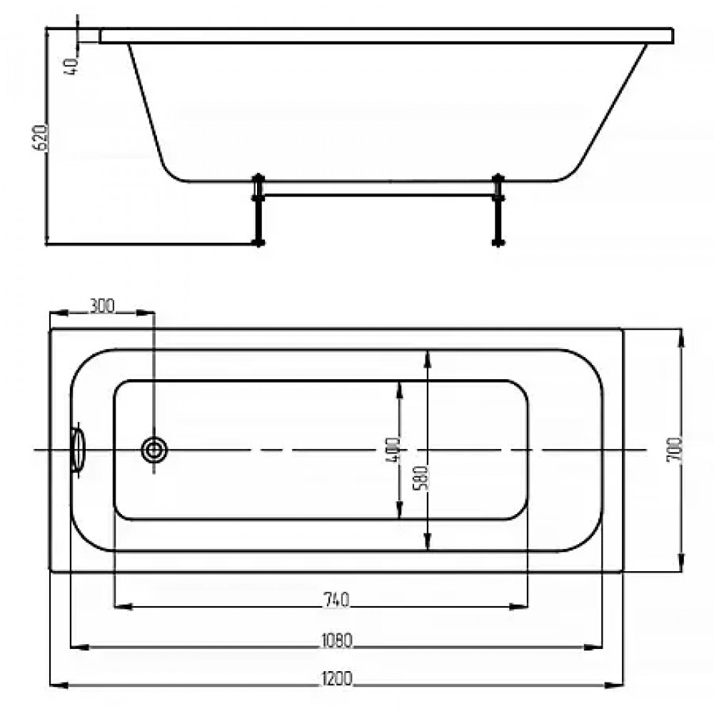 BELLA Ванна акриловая прямоугольная 120*70 см