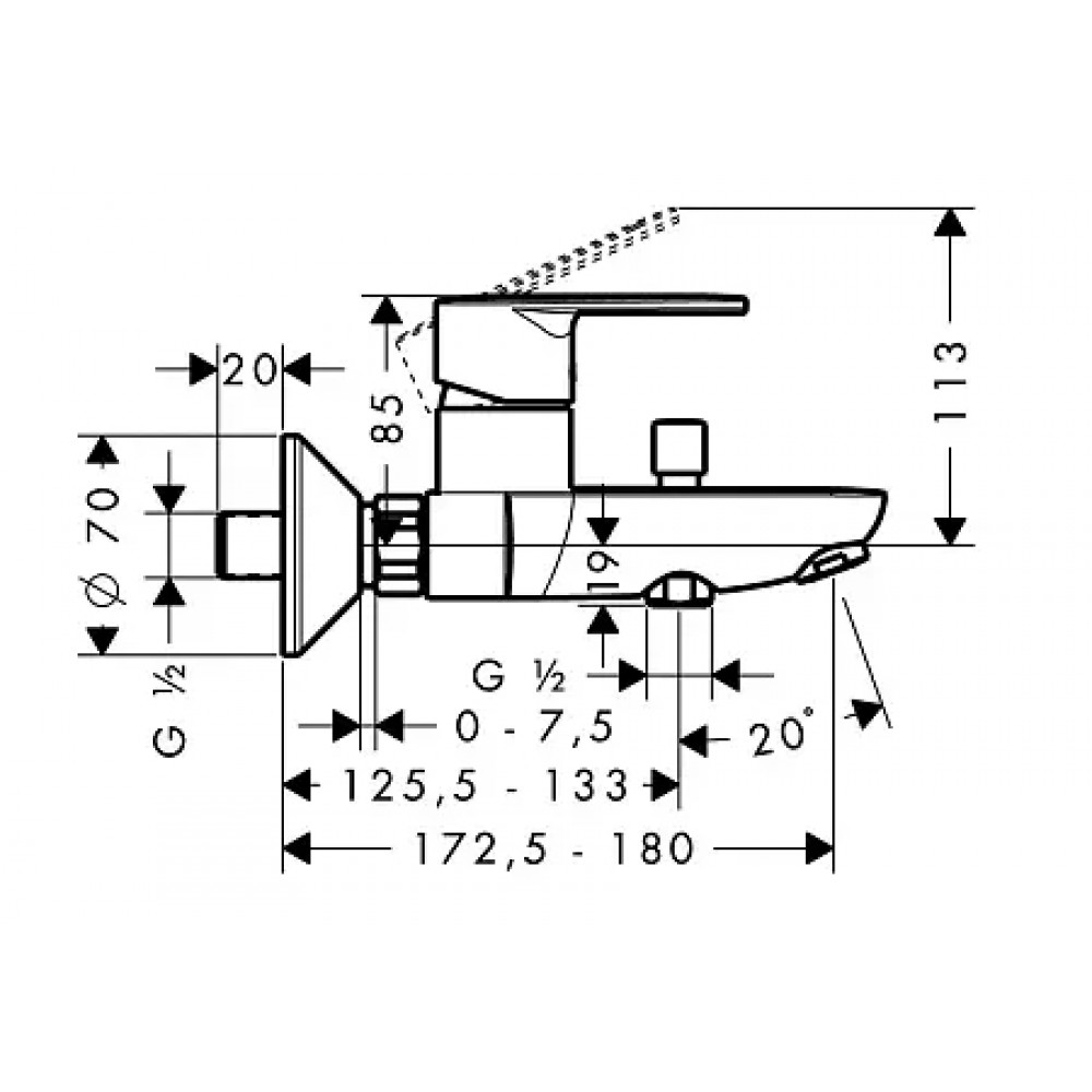 31642000 XX Talis E² Смеситель для ванны, однорычажный, ½’