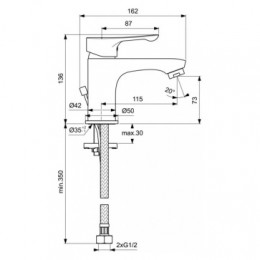 BA413AA WAVE Смеситель для умывальника