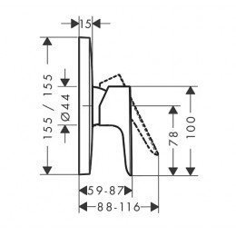 71765000 Talis E Смеситель для душа однорычажный, СМ, хром