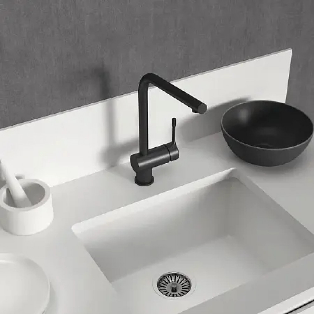 BC174XG CERALOOK Однорукоятковый смеситель для кухонной мойки с высоким трубчатым поворотным изливом, технология Blue Start®