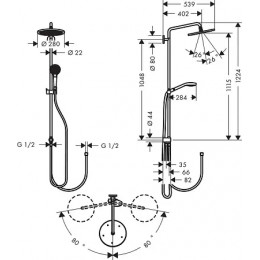 26793000 Croma Select S 280 Air 1jet Showerpipe Reno EcoSmart