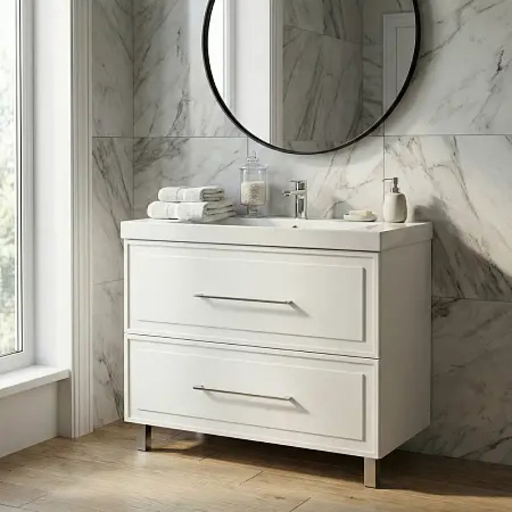 Комплект Тумба Belloni 100/2Н БЕЛЫЙ МАТ напольная под раковину Астория 100