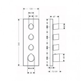 10751800 AXOR ShowerSolutions Модуль термостата, 360/120, для 3 потребителей, скрытого монтажа, под