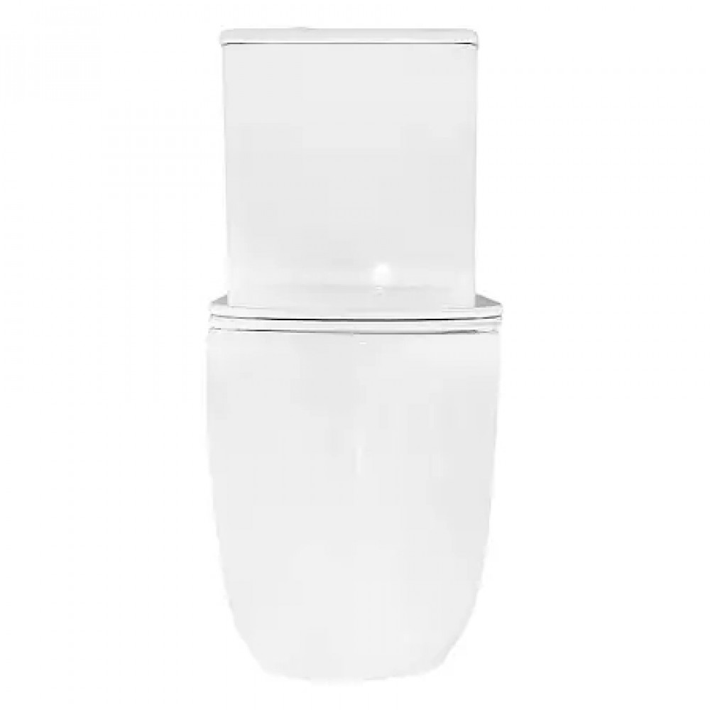 RIANO Унитаз напольный безободковый в комплекте с бачком и сиденьем дюропласт микролифт, смыв ТОРНАДО . Размер 620x355x790 мм (2 места)