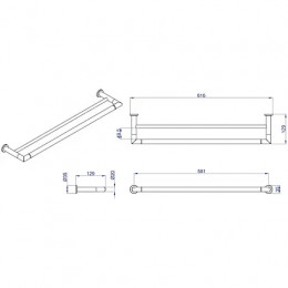 FORNY Полотенцедержатель трубчатый двойной 60 см, хром