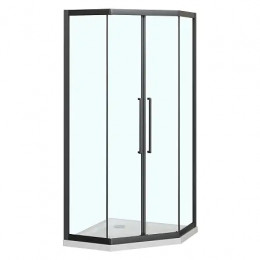 AZ-092K2-100-MB-CL Душевое ограждение OSAKA DIA-TD-100х100х195-MB-CL, прозрачное стекло 5 мм, профиль матовый черный, две двери сдвижные