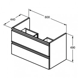 T0051OV TESI Подстолье для умывальника 80 см для подвесного монтажа, с 2-мя ящиками с интегрированными ручками, система плавного закрытия, с крепе