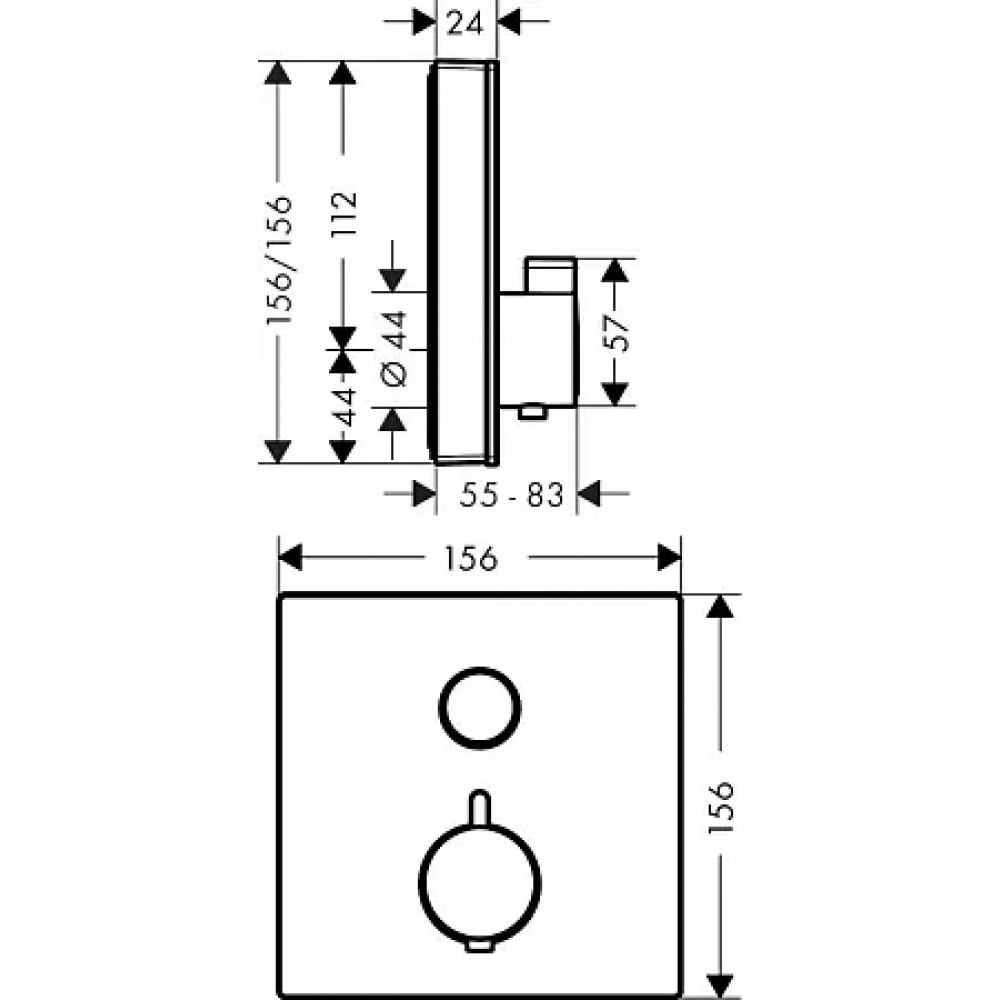 15737600 ShowerSelect Glass Термостат ShowerSelect для одного потребителя, стеклянный, СМ, черный/хром