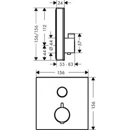 15737600 ShowerSelect Glass Термостат ShowerSelect для одного потребителя, стеклянный, СМ, черный/хром