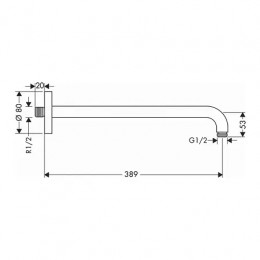 27413700 Держатель душа 389 мм, ½’, матовый белый