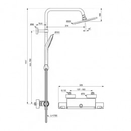 Душевая система с термостатическим смесителем для душа, с полочкой, Ceratherm T50, A7230AA