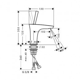 ХХ 15075000 PuraVida Смеситель для маленькой раковины, однорычажный