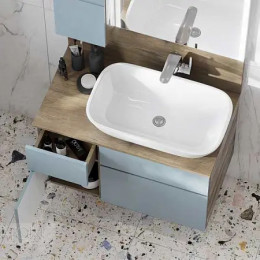 Мишель 80 NEW Тумба-умывальник Дуб Рустикальный/Фьорд БЕЗ столешницы