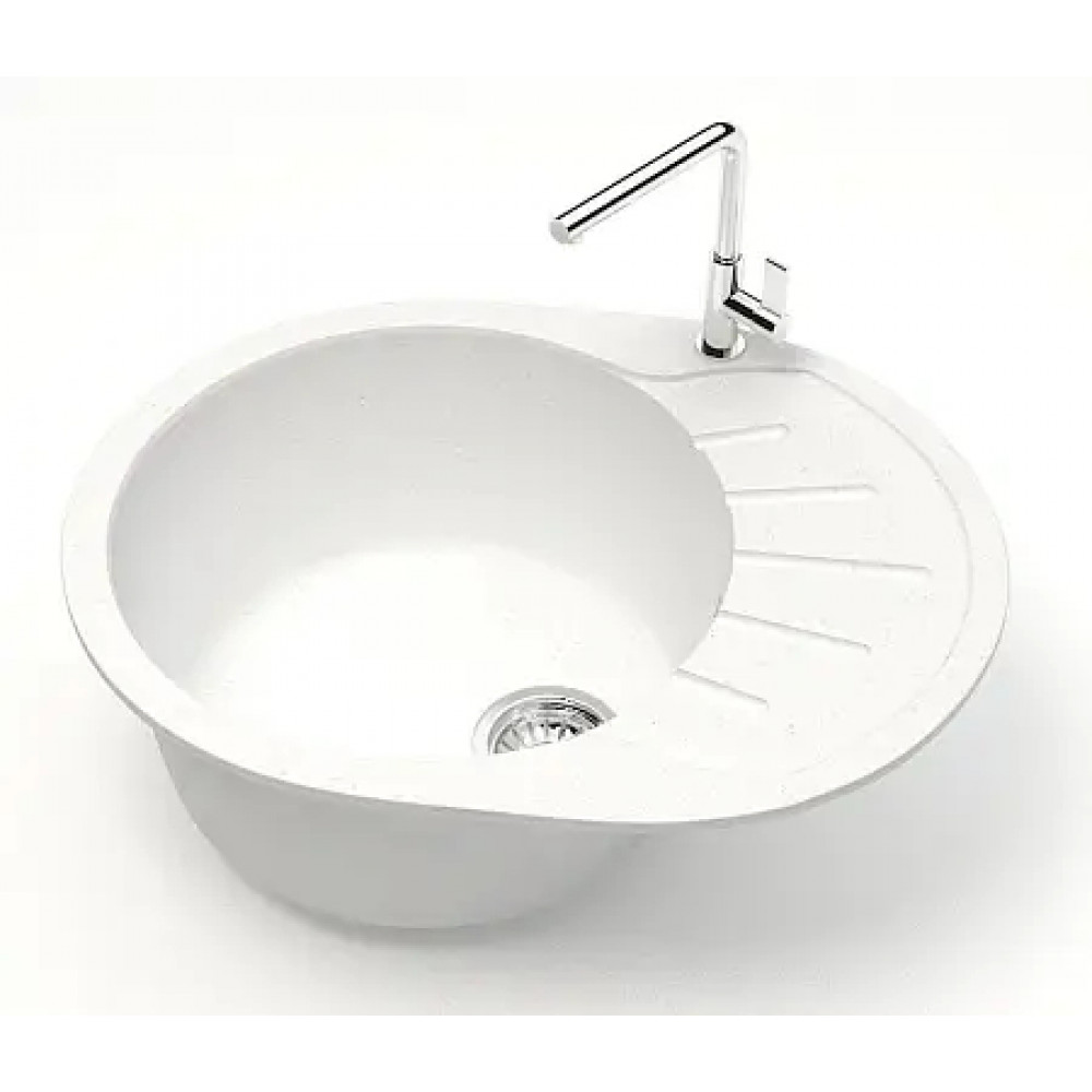 AZARIO кухонная мойка Light (575х440х215) Белая (сифон + герметик)