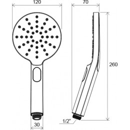 Душевая насадка 3-хрежимная 120 мм 956.00