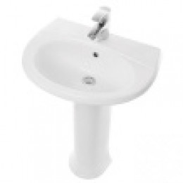 Умывальник "Виктория 60" с хромированным обрамлением УП (Белый, ВКС) (подходит пьедестал Самарский)/20шт (без крепления)