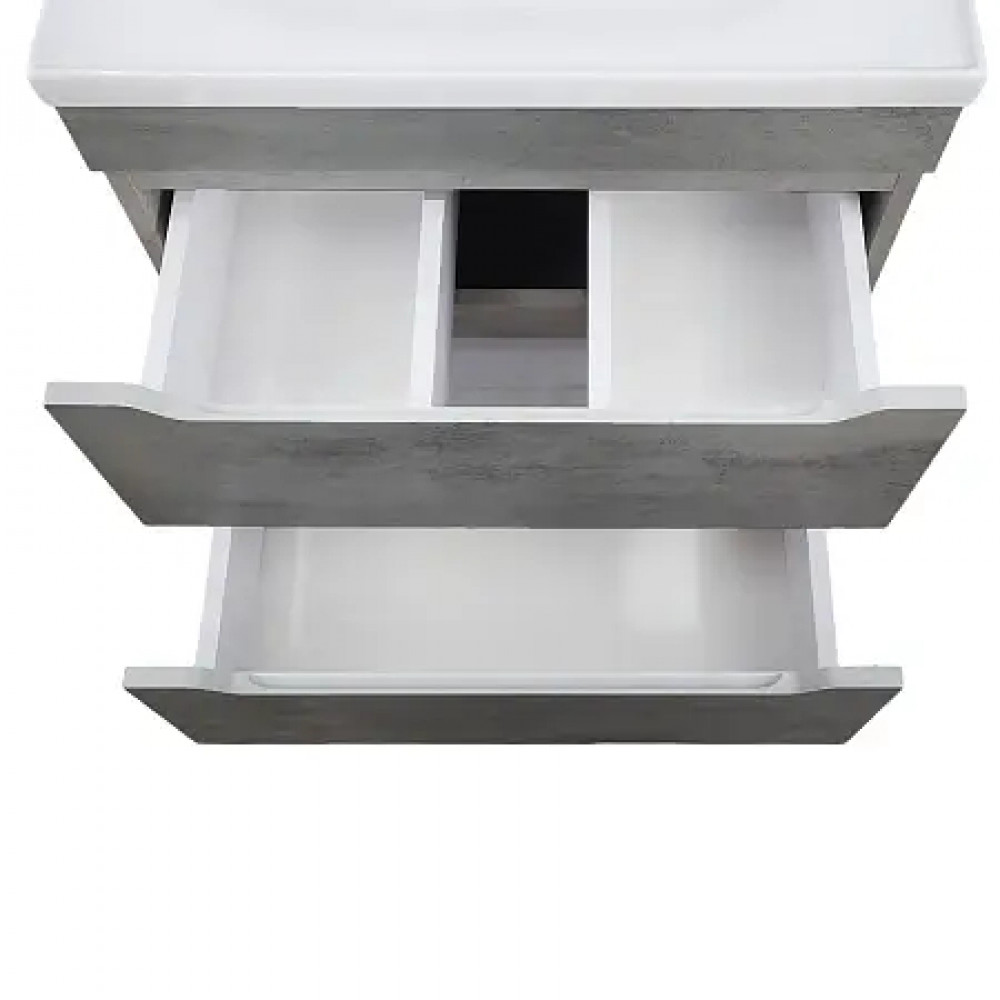 Комплект Тумба Florena 60 Светлый Бетон (810*610*470) с раковиной MONTE Neo 60