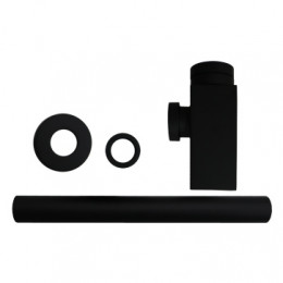 Сифон без выпуска для умывальника G 1 1/4 латунь, квадрат, ЧЕРНЫЙ, матовый, блистер. AZARIO, AZ-109-BL