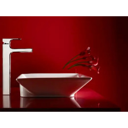 E98340-CP STRAYT Высокий однорычажный смеситель для раковины без донного клапана, Хром