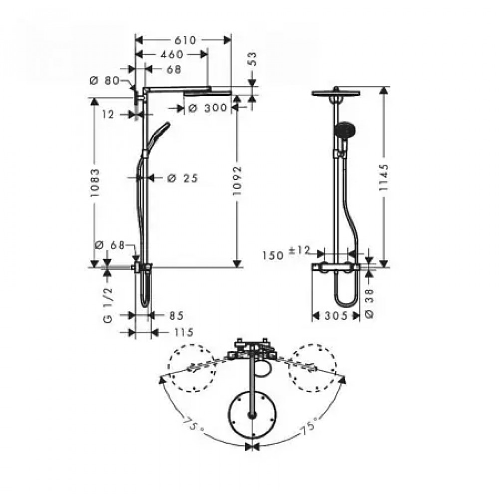 27114000 Raindance Select Raindance Select 300 Showerpipe, ½’
