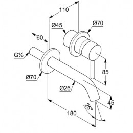KLUDI BOZZ  наст. смес. умыв. 2 отв. белый мат