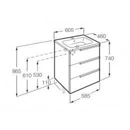 Z_VICTORIA NORD Модуль д/раковины 600 мм, 3 ящика, Ice Edition