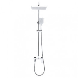 Душевая колонна с трехрежимной лейкой, со смесителем для ванны, с поворотным изливом, прямоугольная, хром, Azario AZ-20S ARIZONA SQUARE